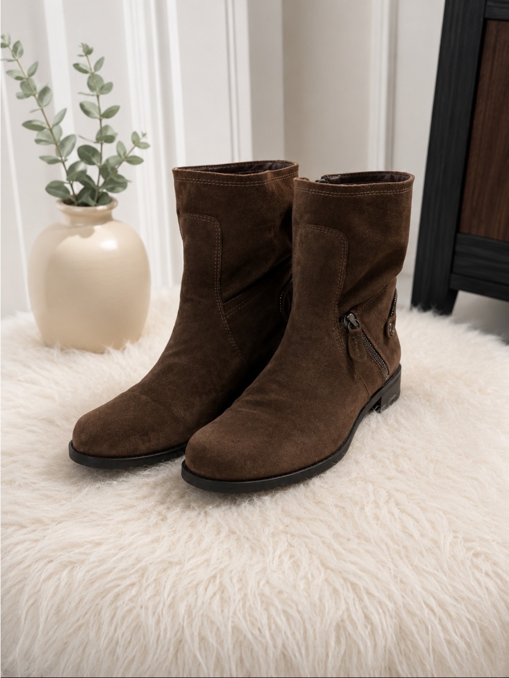 Stuart Weitzman Dark Brown Suede Ankle Booties